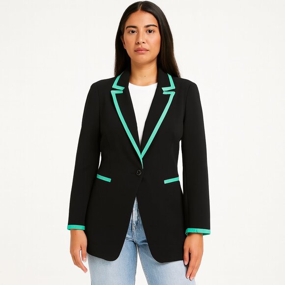 Alice + Olivia Black and Green Blazer Size 4 - Picture 1 of 4